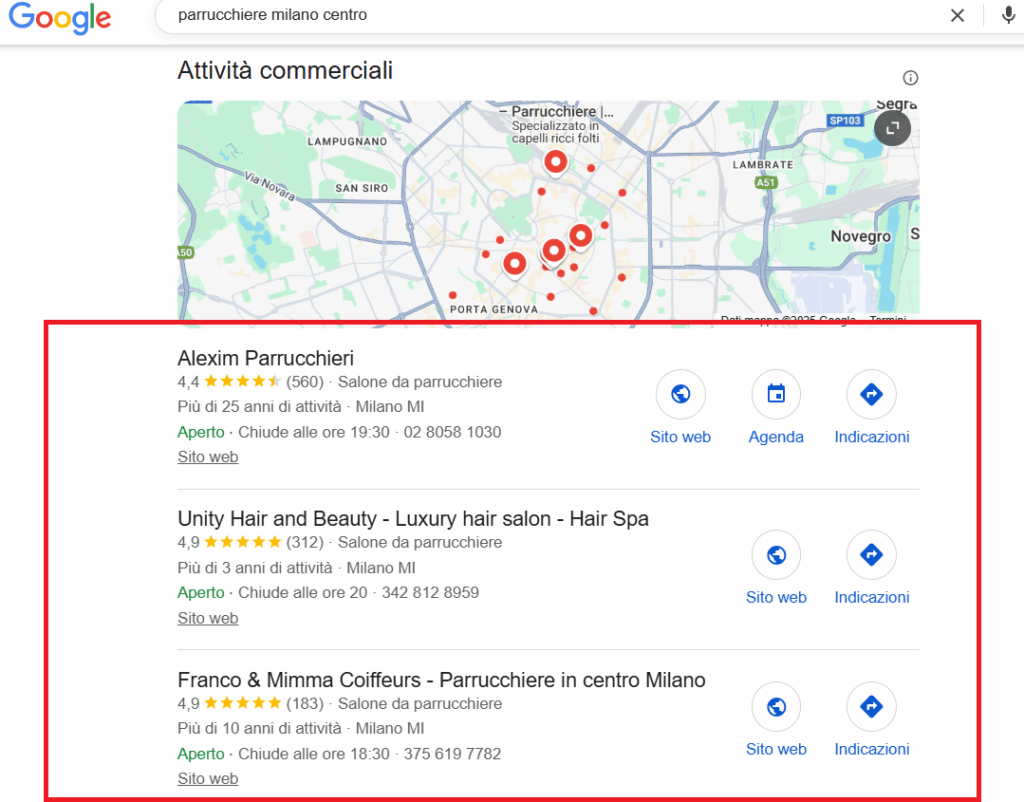 trovare clienti per parrucchieri con google maps